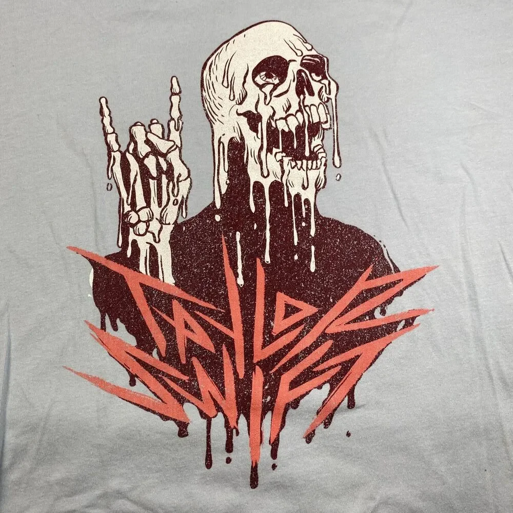 Taylor Swift METAL SKULL Light Blue Tshirt! Concert Tour Retro Merch Sz Large - Picture 3 of 13